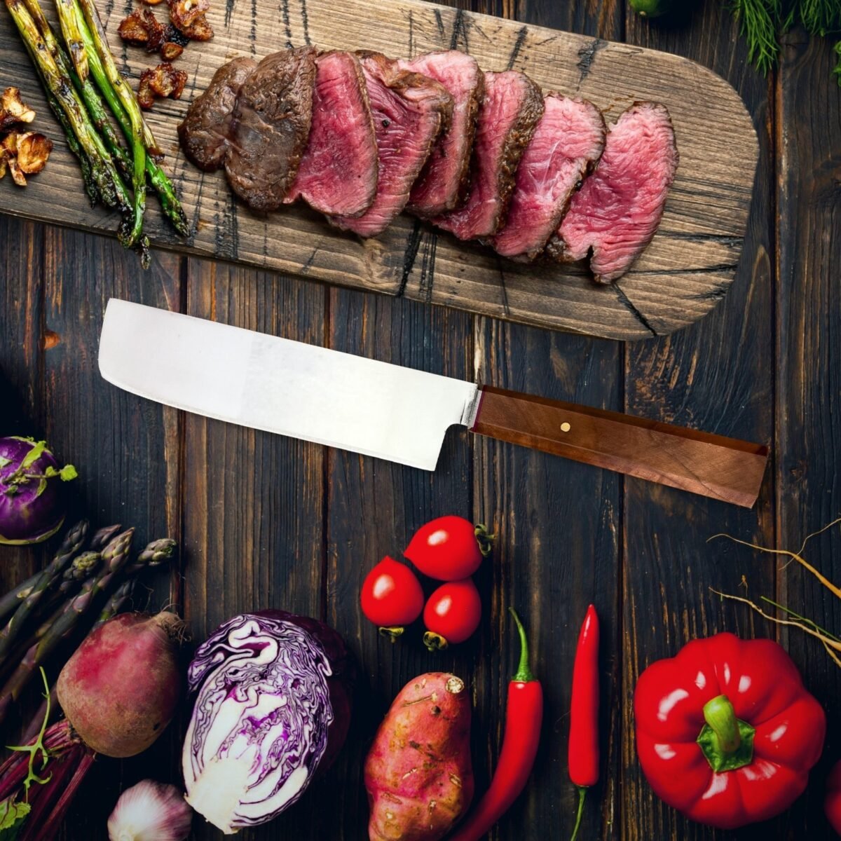 Ahşap Kabza Nakiri Şef Bıçağı - Görsel 3