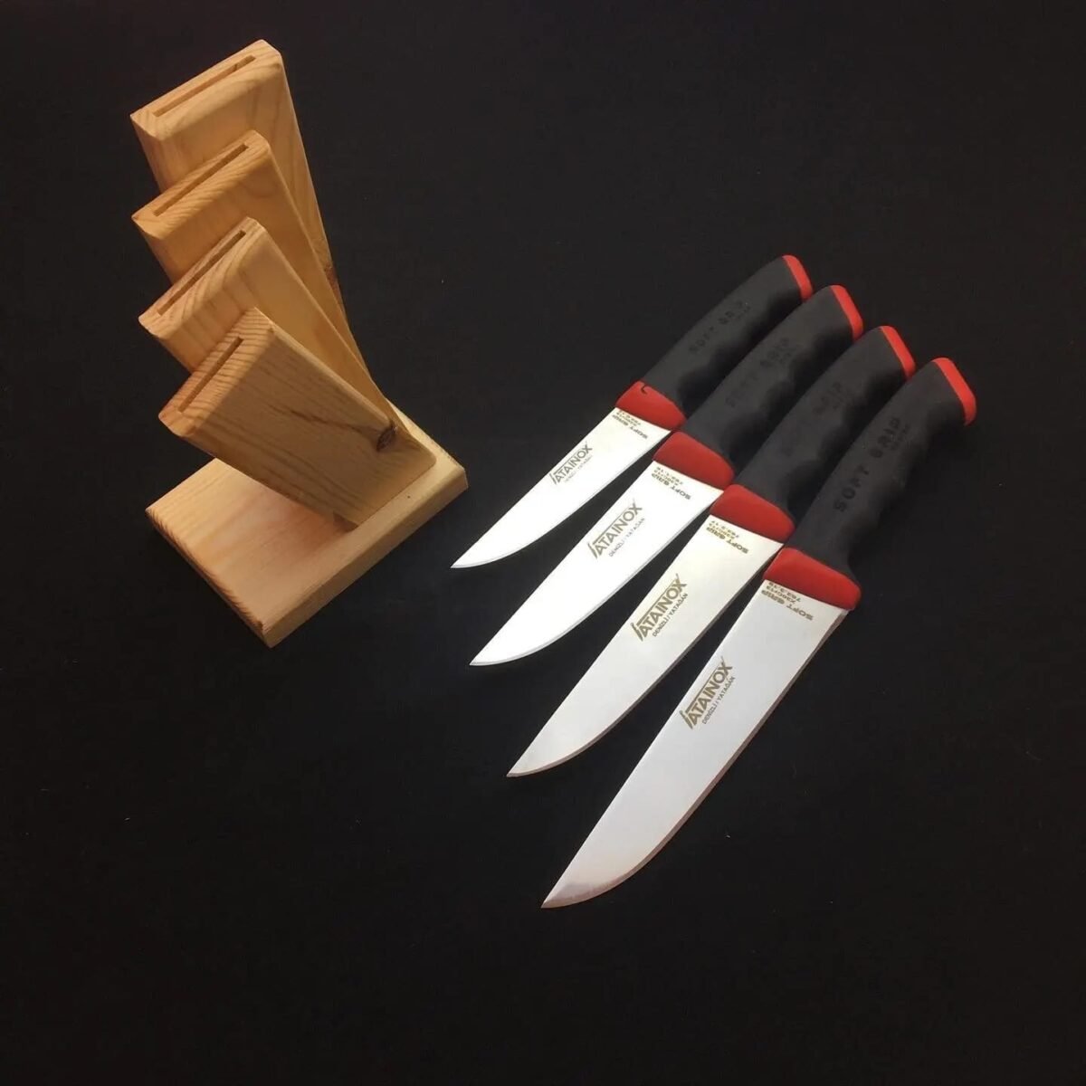 WhatsApp Image 2022-11-30 at 20.37.14 Ahşap Takozlu Soft Grip Seri 4'lü Bıçak Seti - Görsel 1