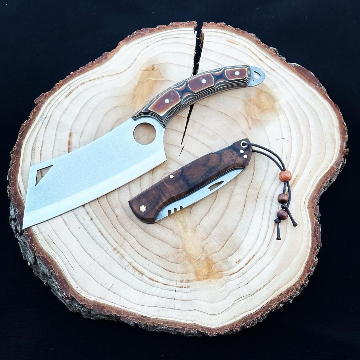 Verzalit Kabza Satır Model Şef Bıçağı - Sırttan Kilitli Yaylı Çakı - Görsel 4