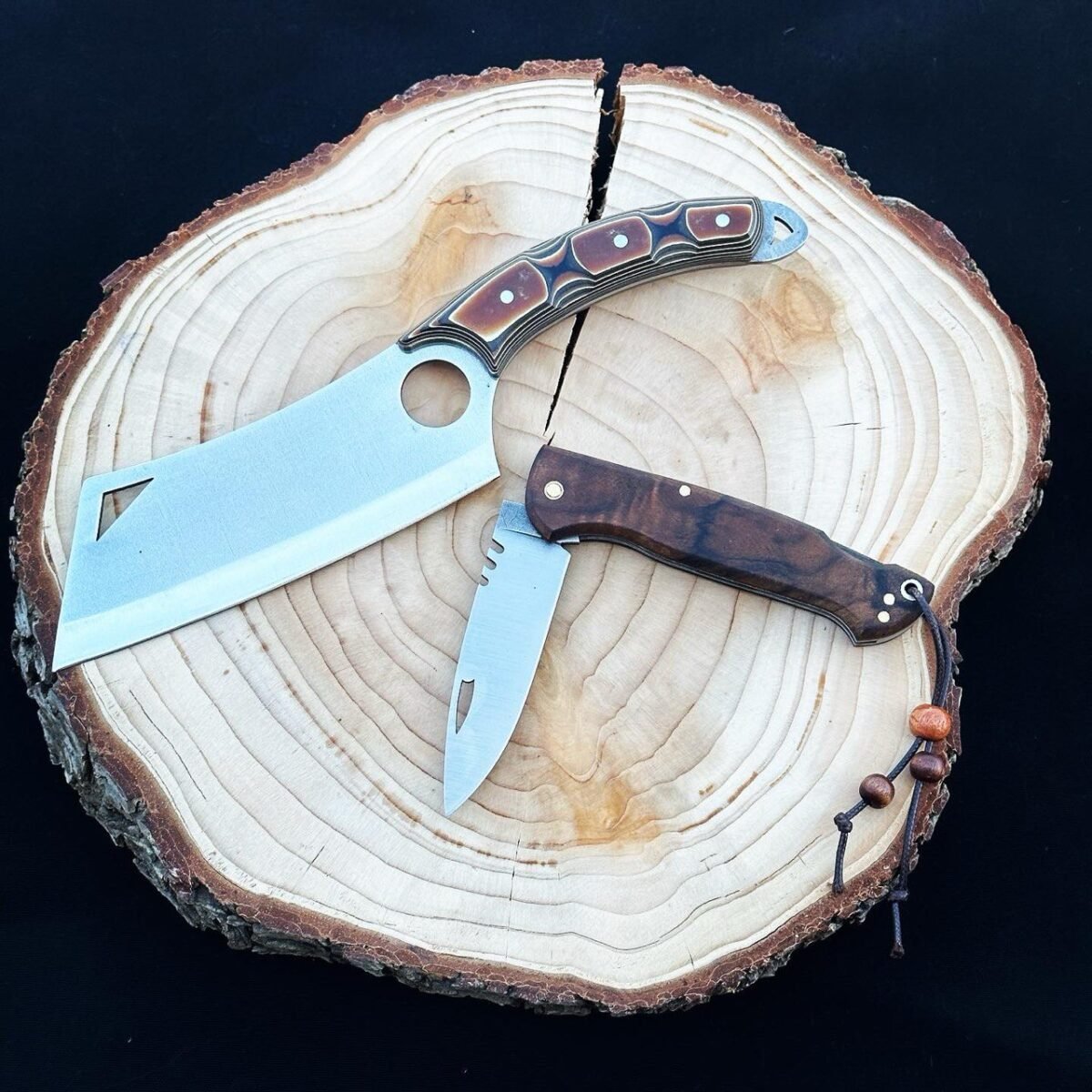 Verzalit Kabza Satır Model Şef Bıçağı - Sırttan Kilitli Yaylı Çakı - Görsel 3