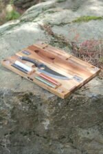 Ahşap Kamp Kutusu, Kampçı Hediye Seti, Outdoor Saklama Kutusu, Verzalit Kabza Viking Model Kamp Bıçağı - Görsel 7