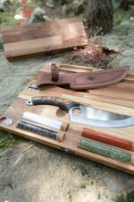 Ahşap Kamp Kutusu, Kampçı Hediye Seti, Outdoor Saklama Kutusu, Verzalit Kabza Viking Model Kamp Bıçağı - Görsel 4